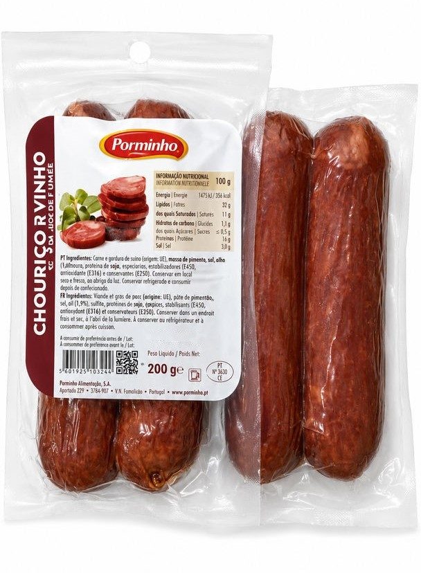 CHOURIÇO VINHO 2X2 (cx.20X200gr) PORMINHO